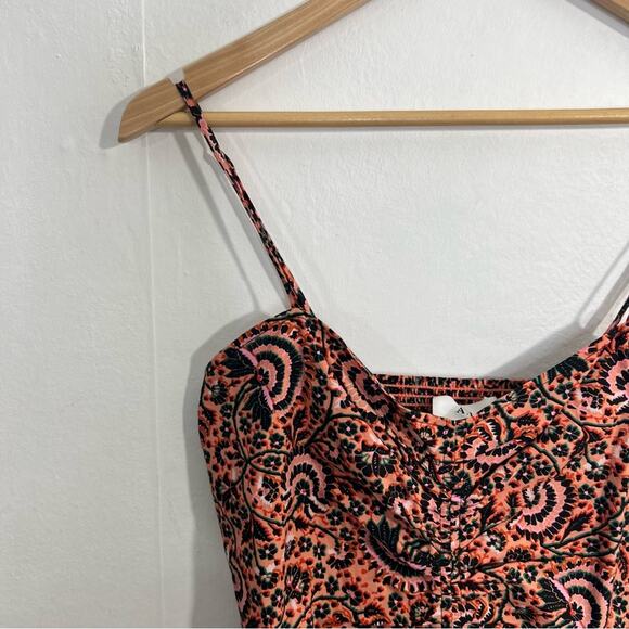 A.L.C. Lilah Floral Midi Dress in Coral Multi Size 8 - Picture 6 of 16